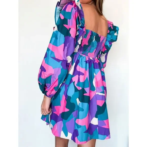 Peach Love California Colorful Camo Mini Dress - Picture 2 of 8